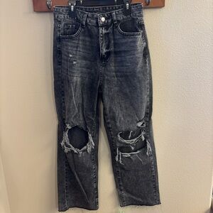 Shein grey-black wide leg jeans.